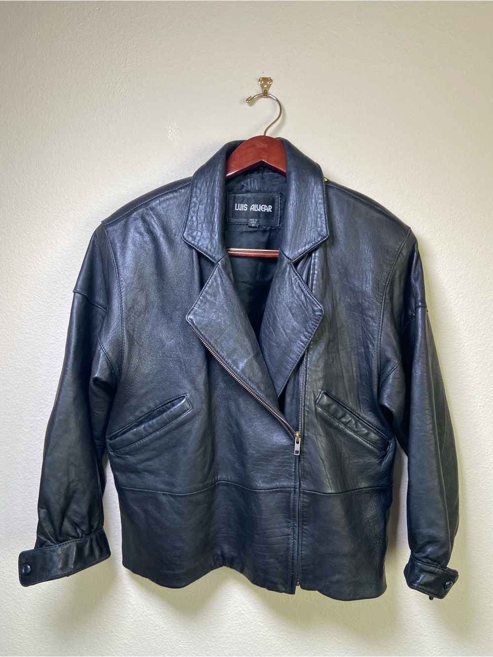 Vintage Leather Cropped Moto Jacket by Luis Alvear